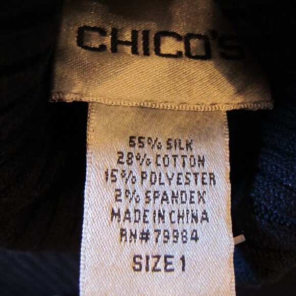 Chico Sleeveless Ribbed Cowl Neck Sweater Size 1 Navy Blue Super Soft - Picture 3 of 4